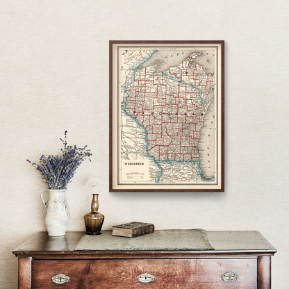 Vintage Map of Wisconsin, 1893