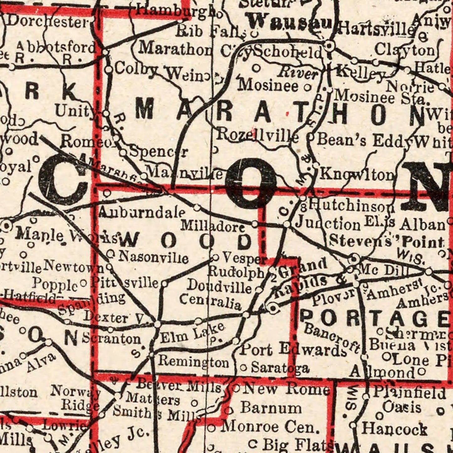 Vintage Map of Wisconsin, 1893