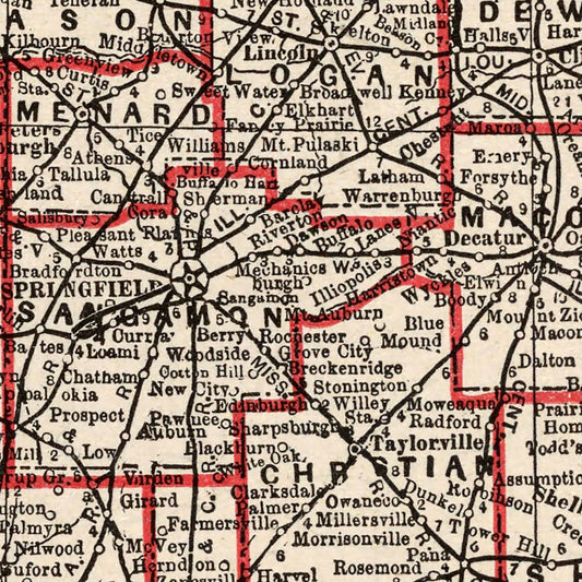 Vintage Map of Illinois, 1893
