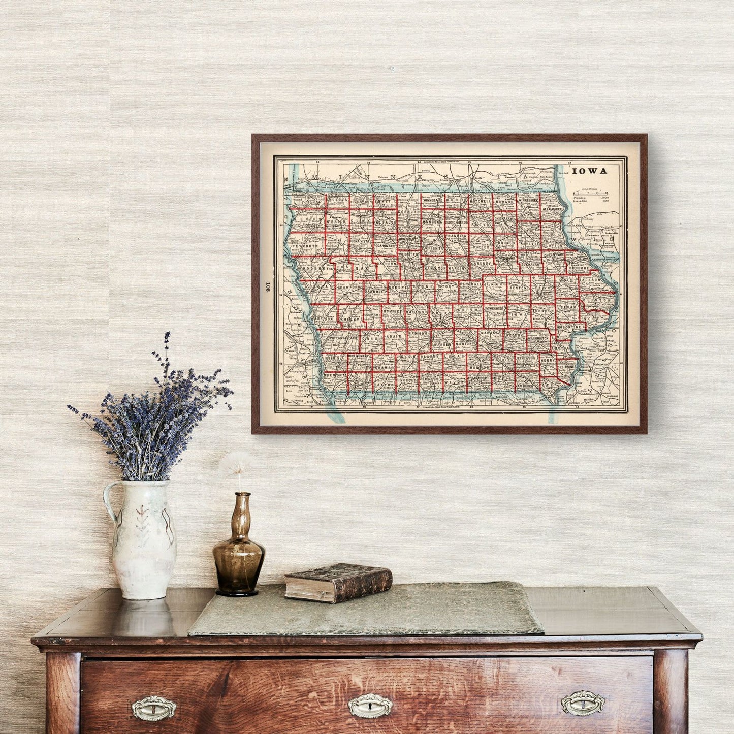 Vintage Map of Iowa, 1893