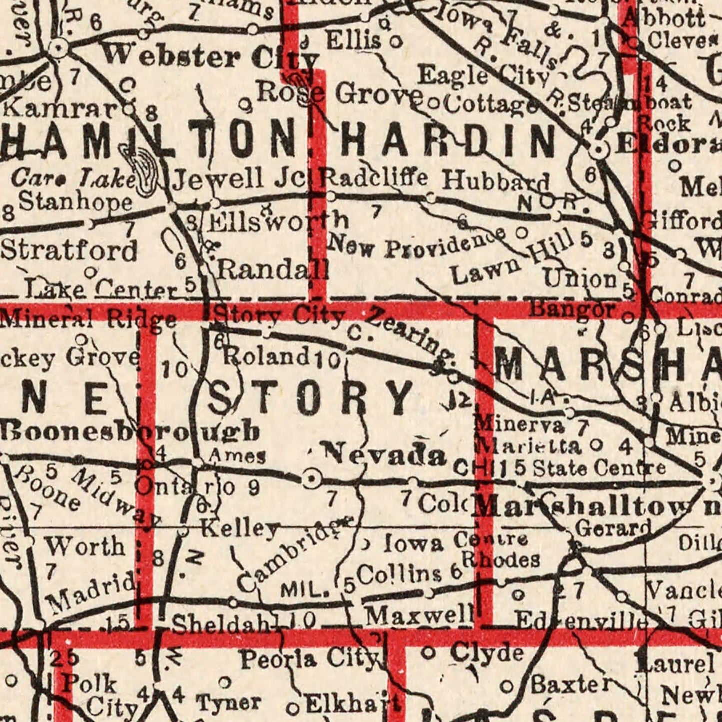 Vintage Map of Iowa, 1893