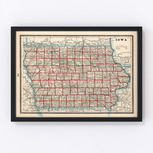 Vintage map of Iowa, 1893