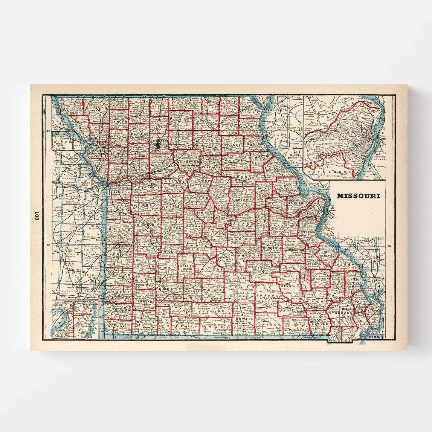 Vintage Map of Missouri, 1893