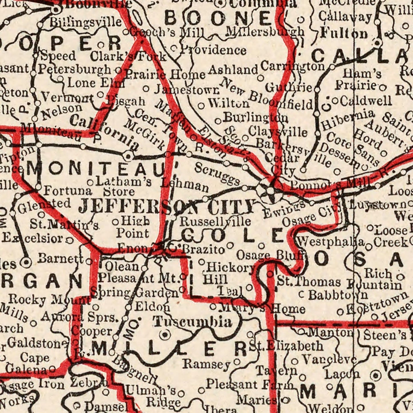 Vintage Map of Missouri, 1893