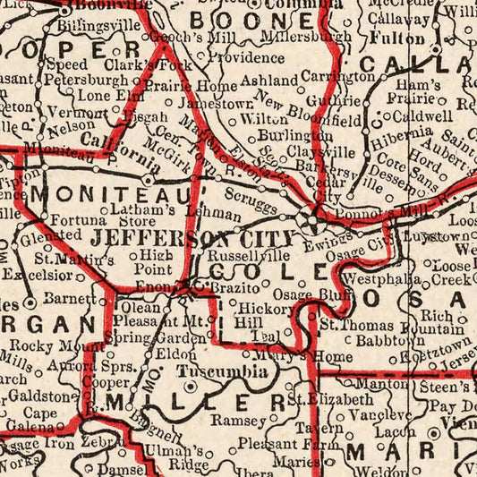Vintage Map of Missouri, 1893
