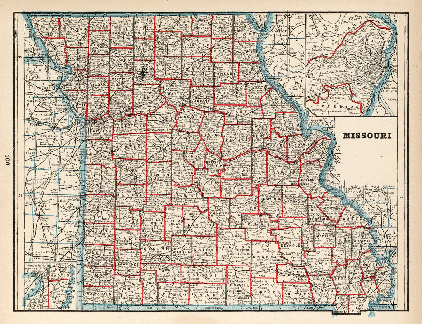 Vintage Map of Missouri, 1893