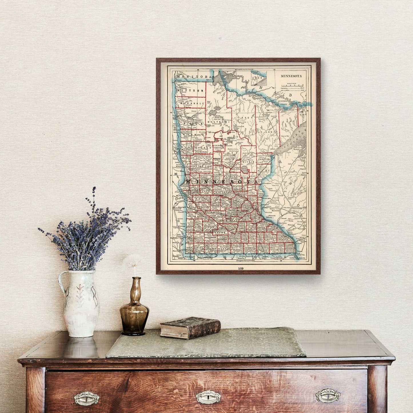 Vintage Map of Minnesota, 1893