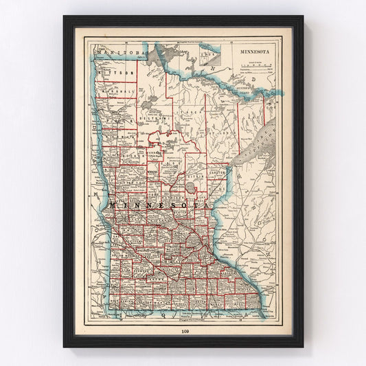vintage map of Minnesota, 1893