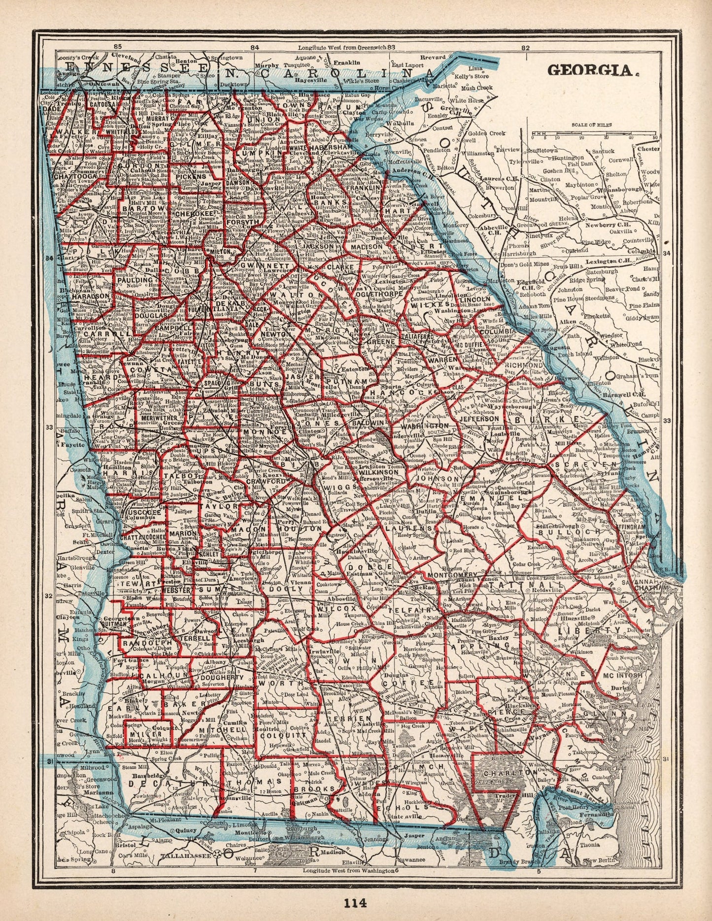 Vintage Map of Georgia, 1893