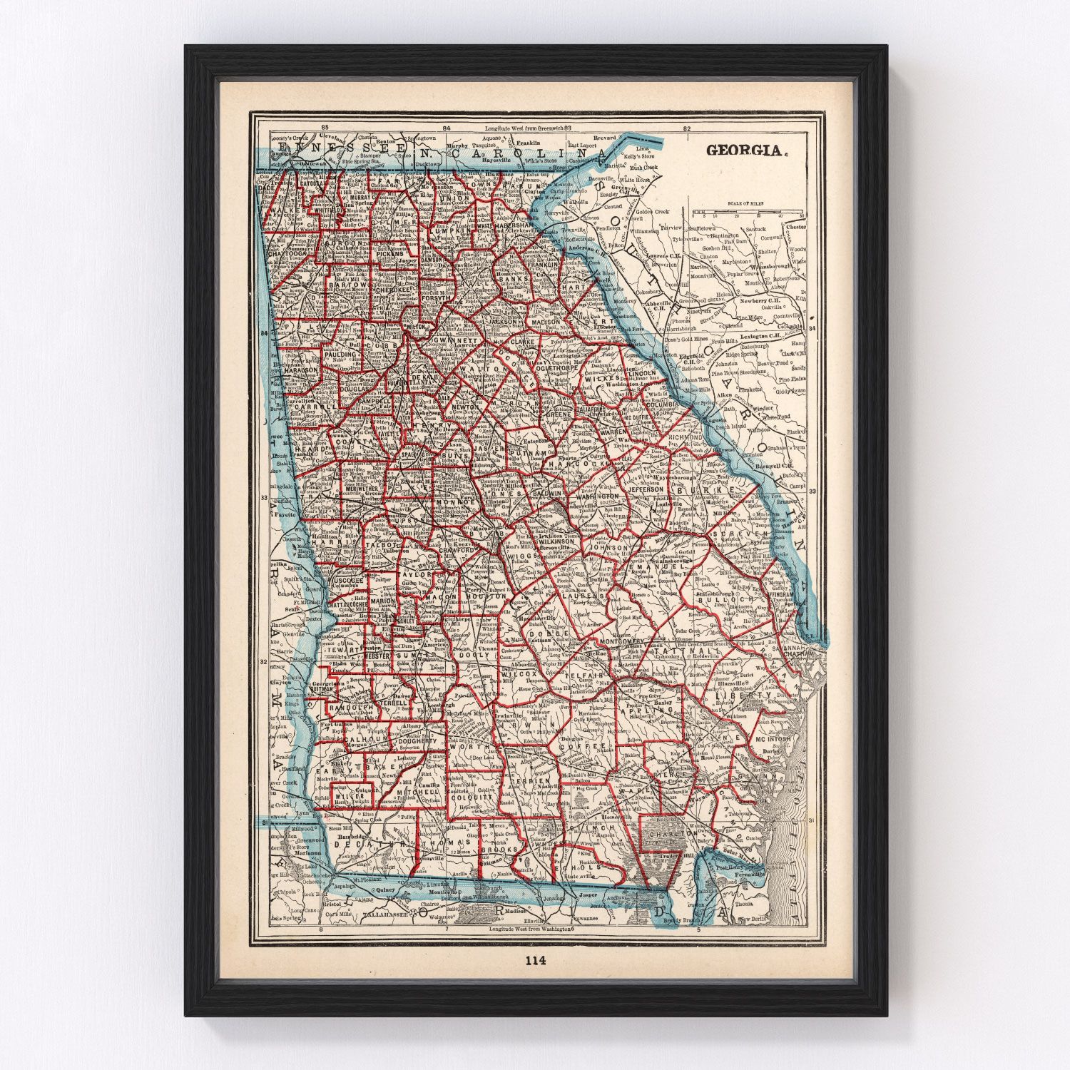 Vintage map of Georgia, 1893