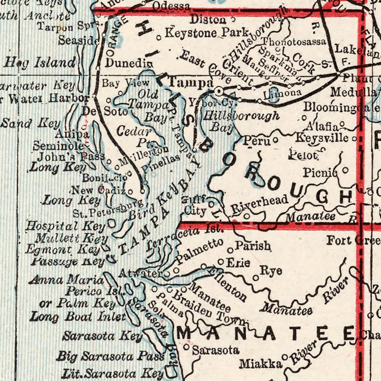Vintage Map of Florida, 1893