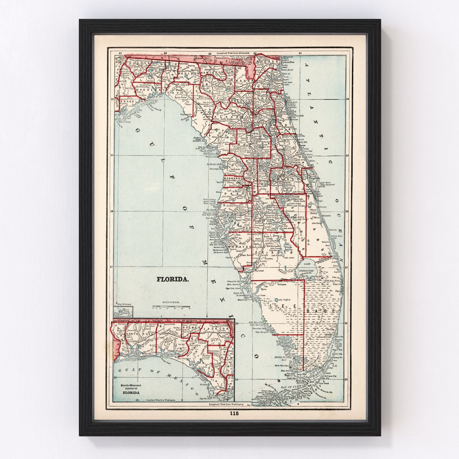 vintage map of Florida, 1893