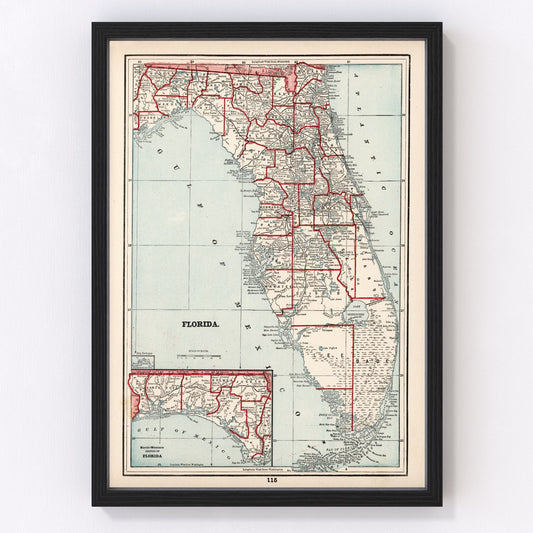 vintage map of Florida, 1893