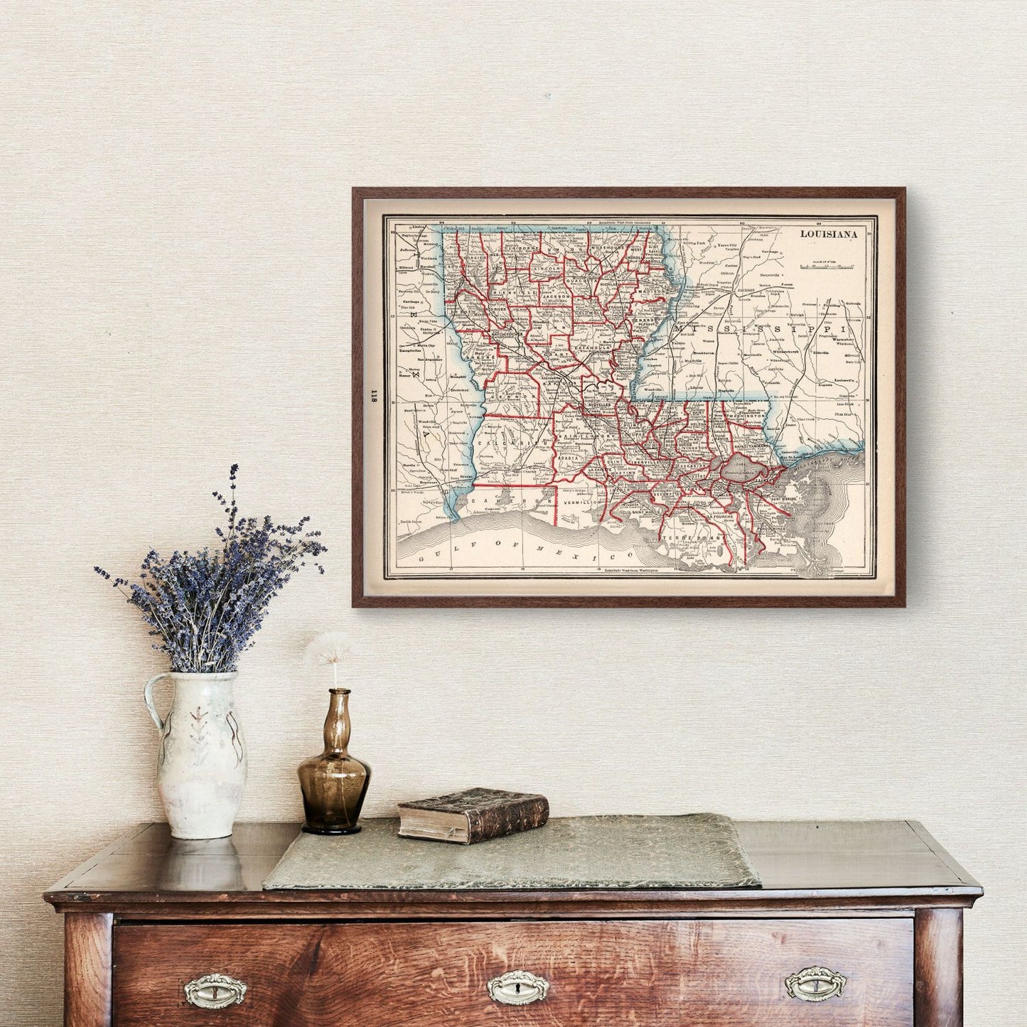Vintage Map of Louisiana, 1893