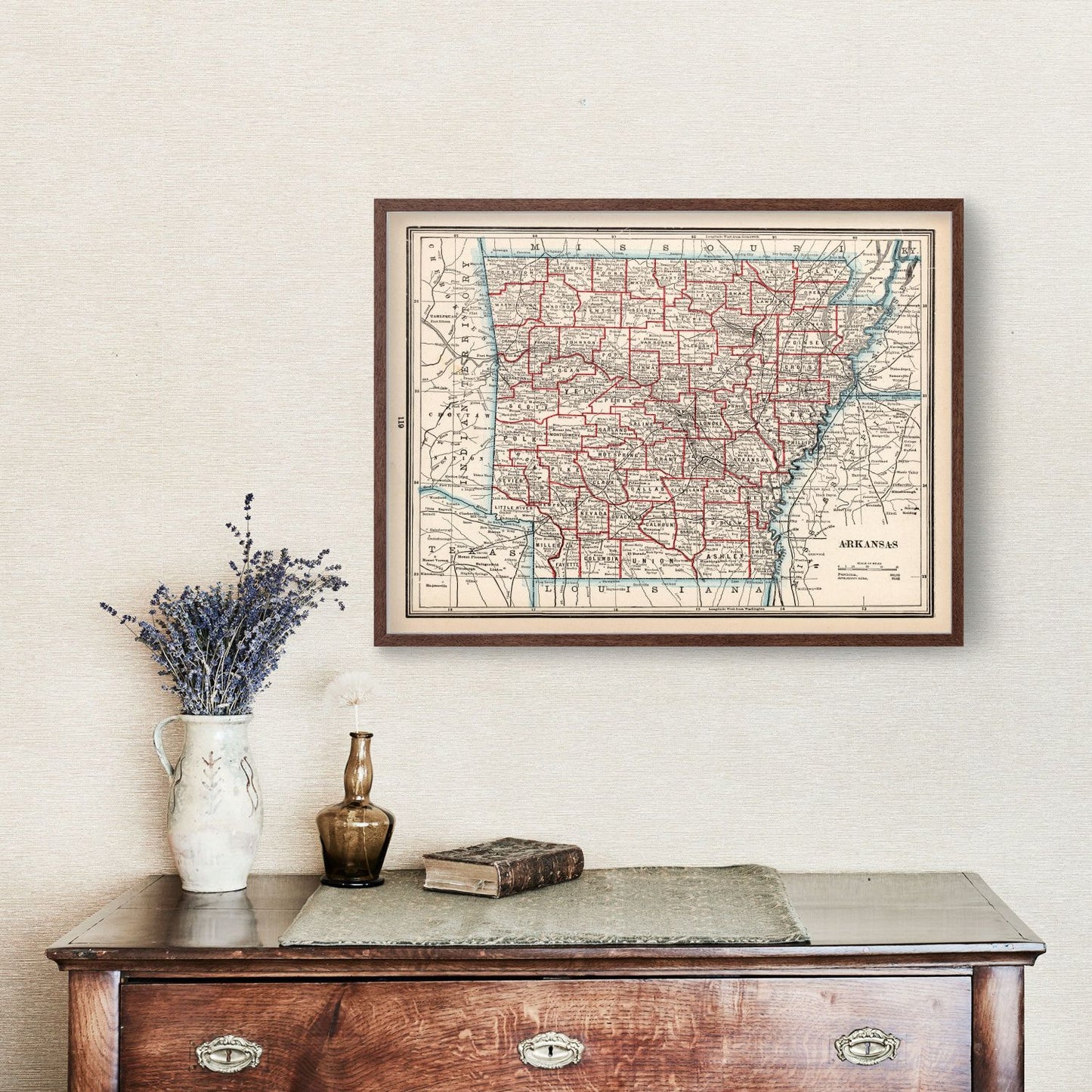 Vintage Map of Arkansas, 1893