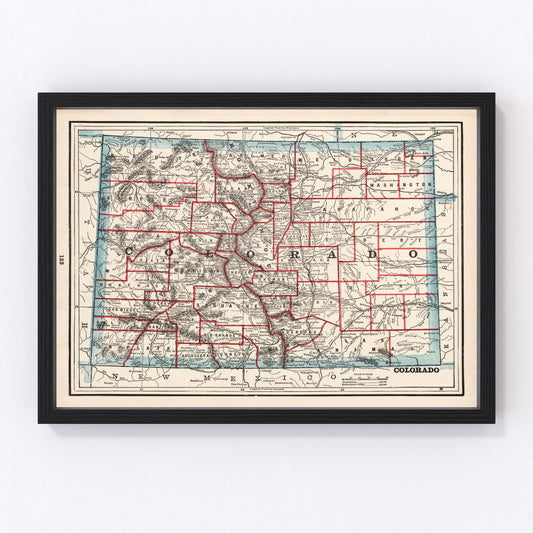 vintage map of Colorado, 1893
