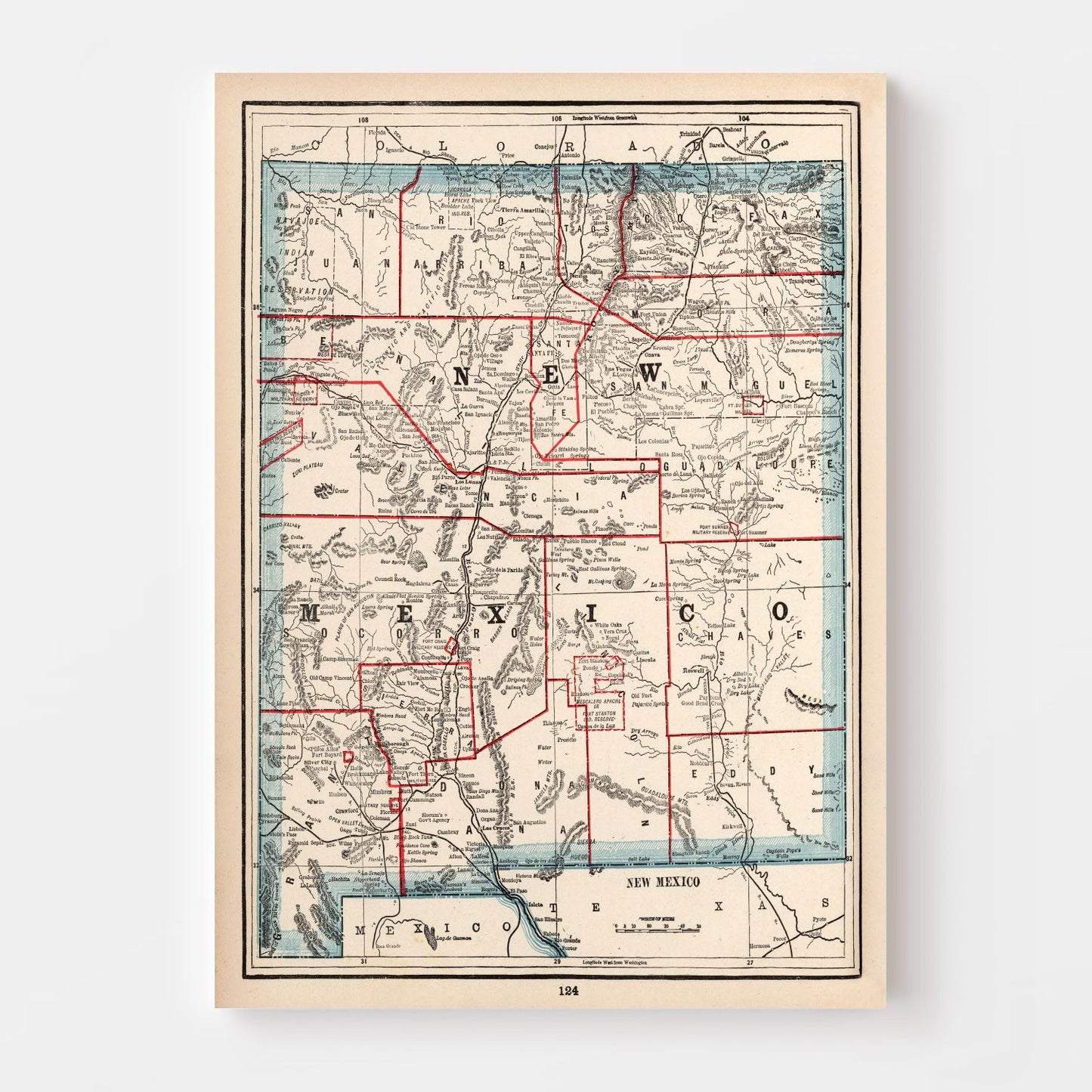 Vintage Map of New Mexico, 1893
