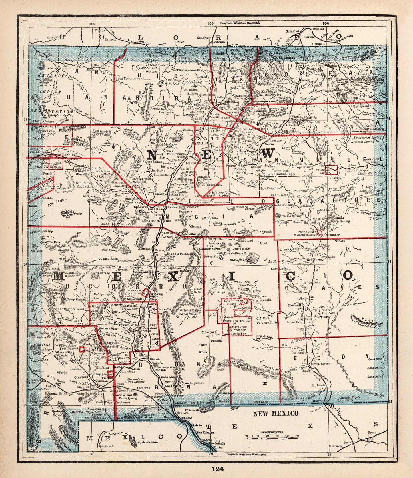 Vintage Map of New Mexico, 1893