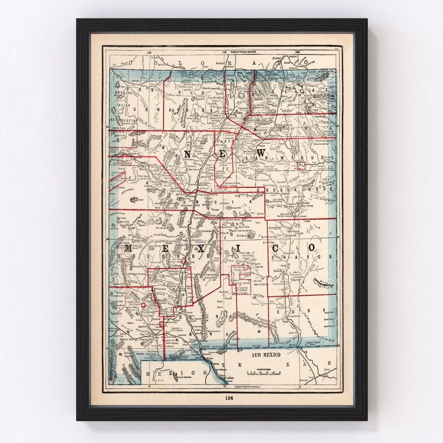 Vintage map of New Mexico, 1893