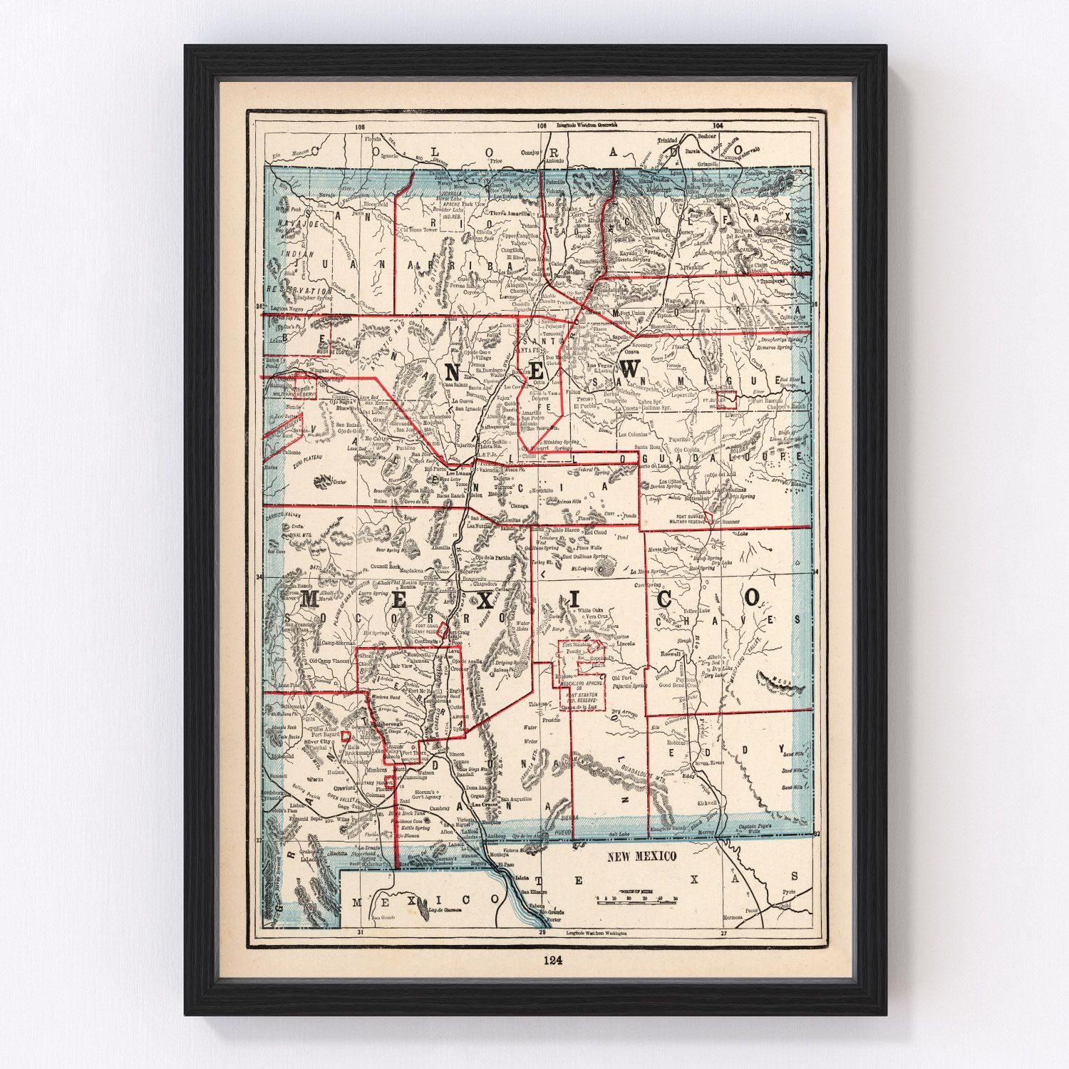 Vintage map of New Mexico, 1893