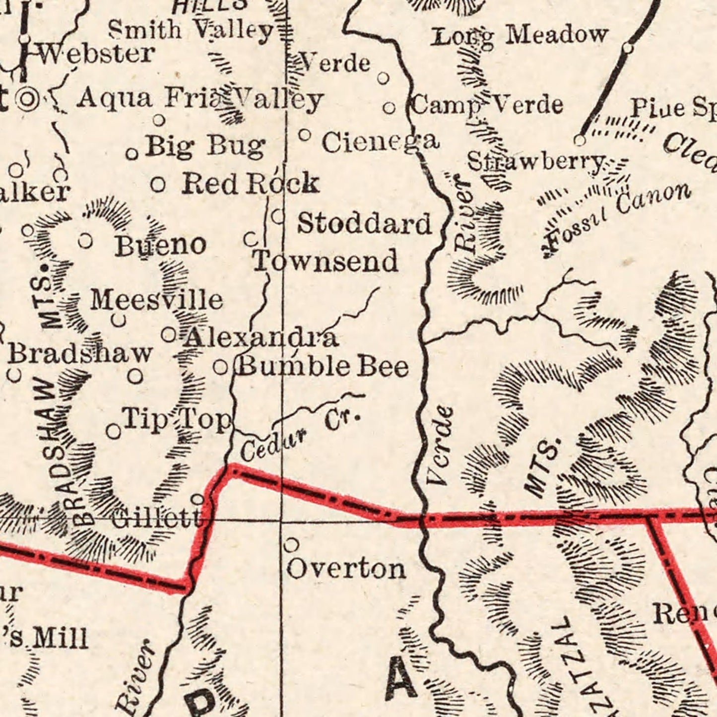 Vintage Map of Arizona, 1893