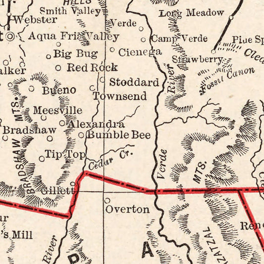 Vintage Map of Arizona, 1893