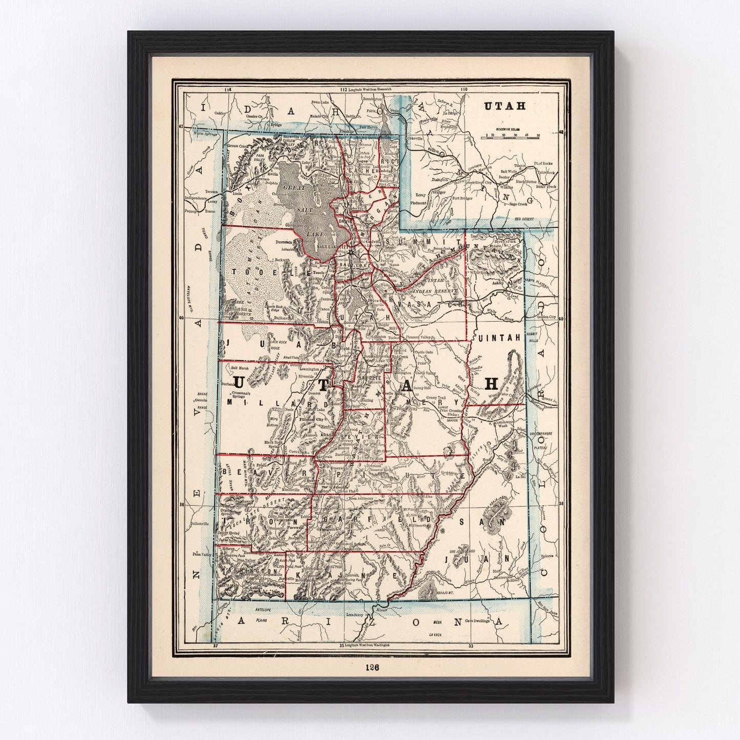 vintage map of Utah, 1893
