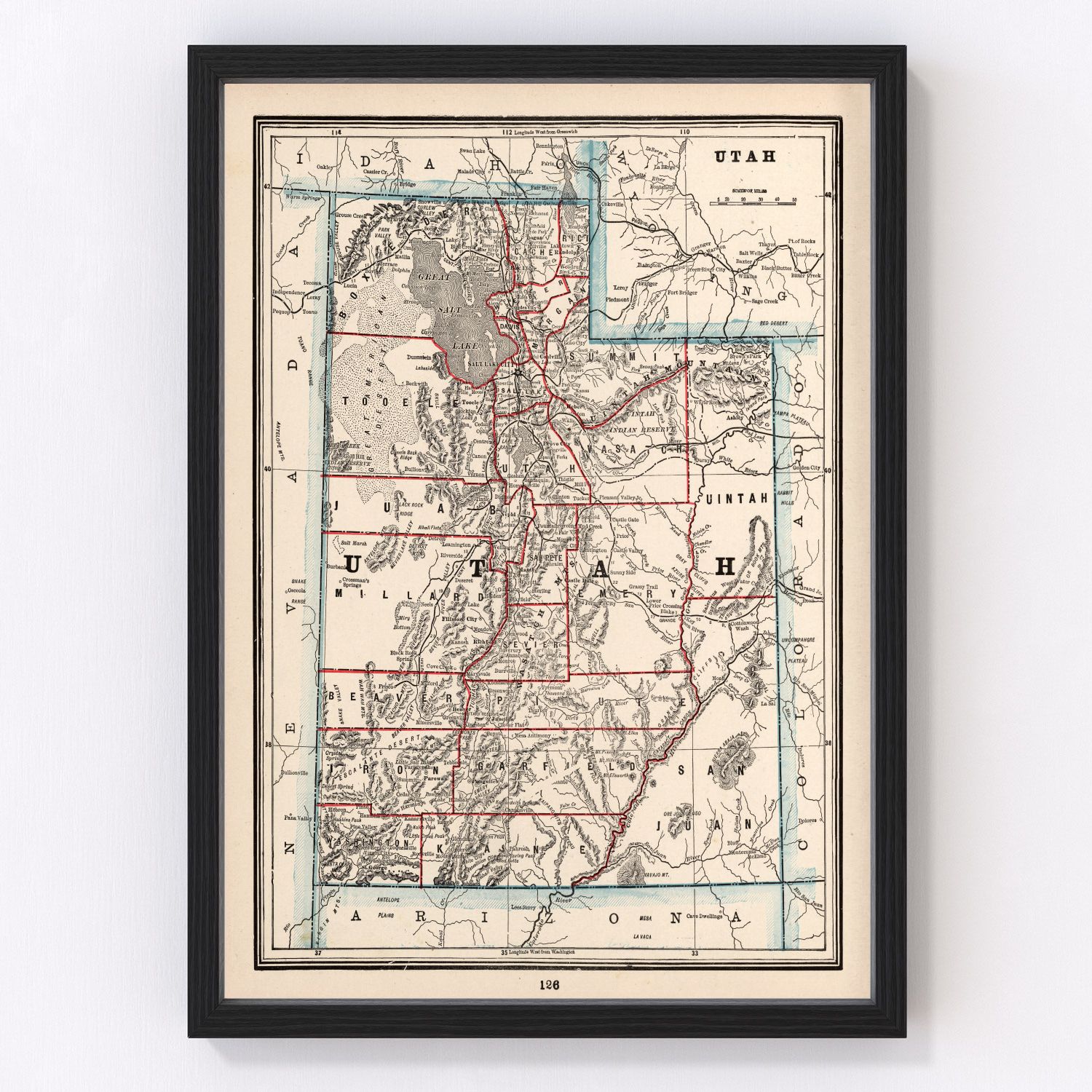 vintage map of Utah, 1893