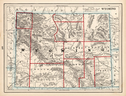 Vintage Map of Wyoming, 1893