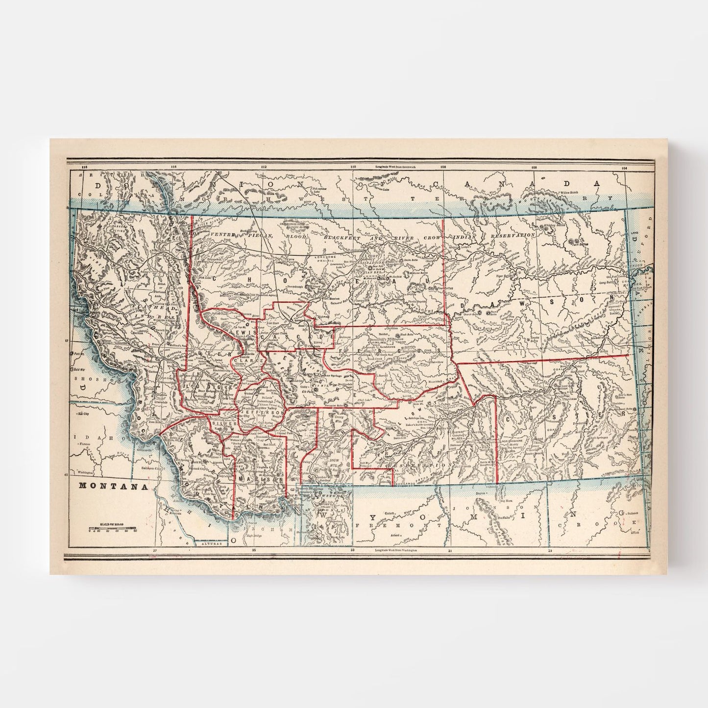 Vintage Map of Montana, 1893