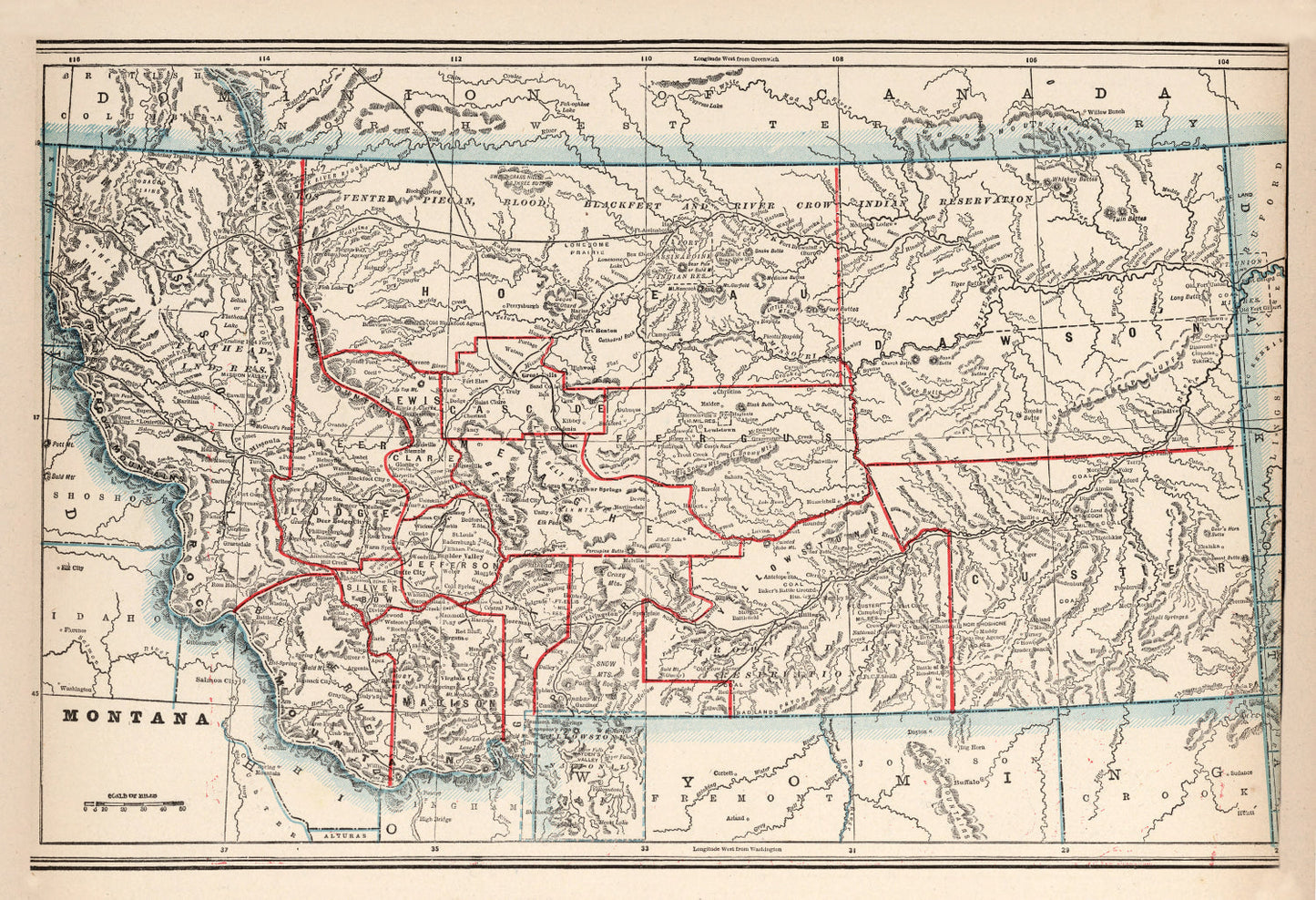 Vintage Map of Montana, 1893