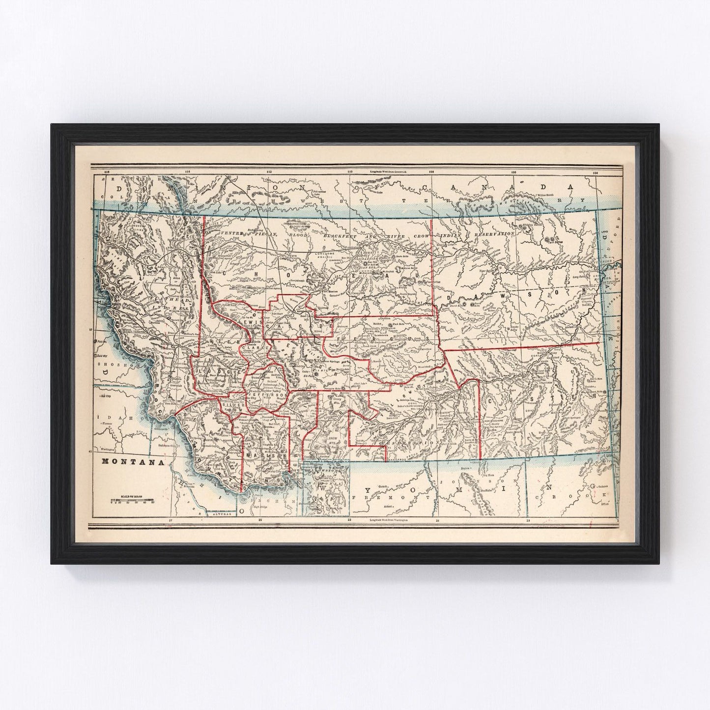 Vintage map of Montana, 1893
