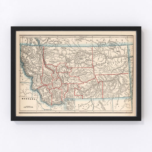 Vintage map of Montana, 1893