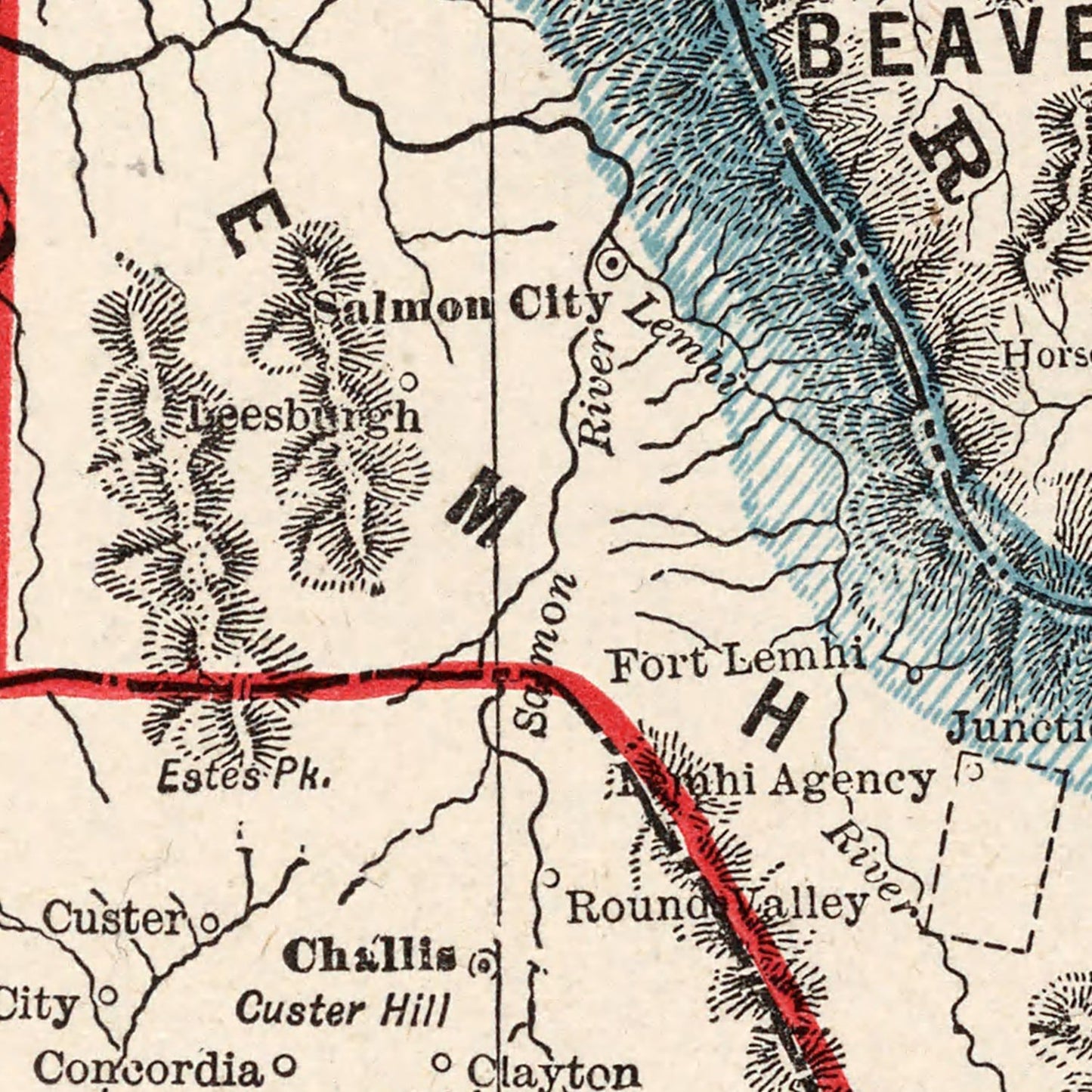 Vintage Map of Idaho, 1893