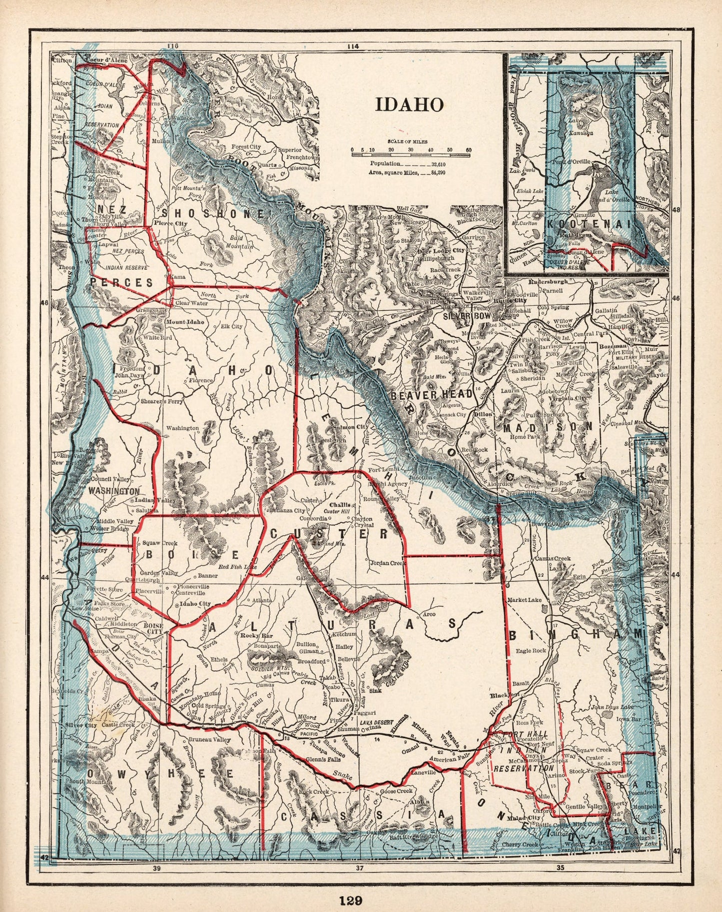 Vintage Map of Idaho, 1893