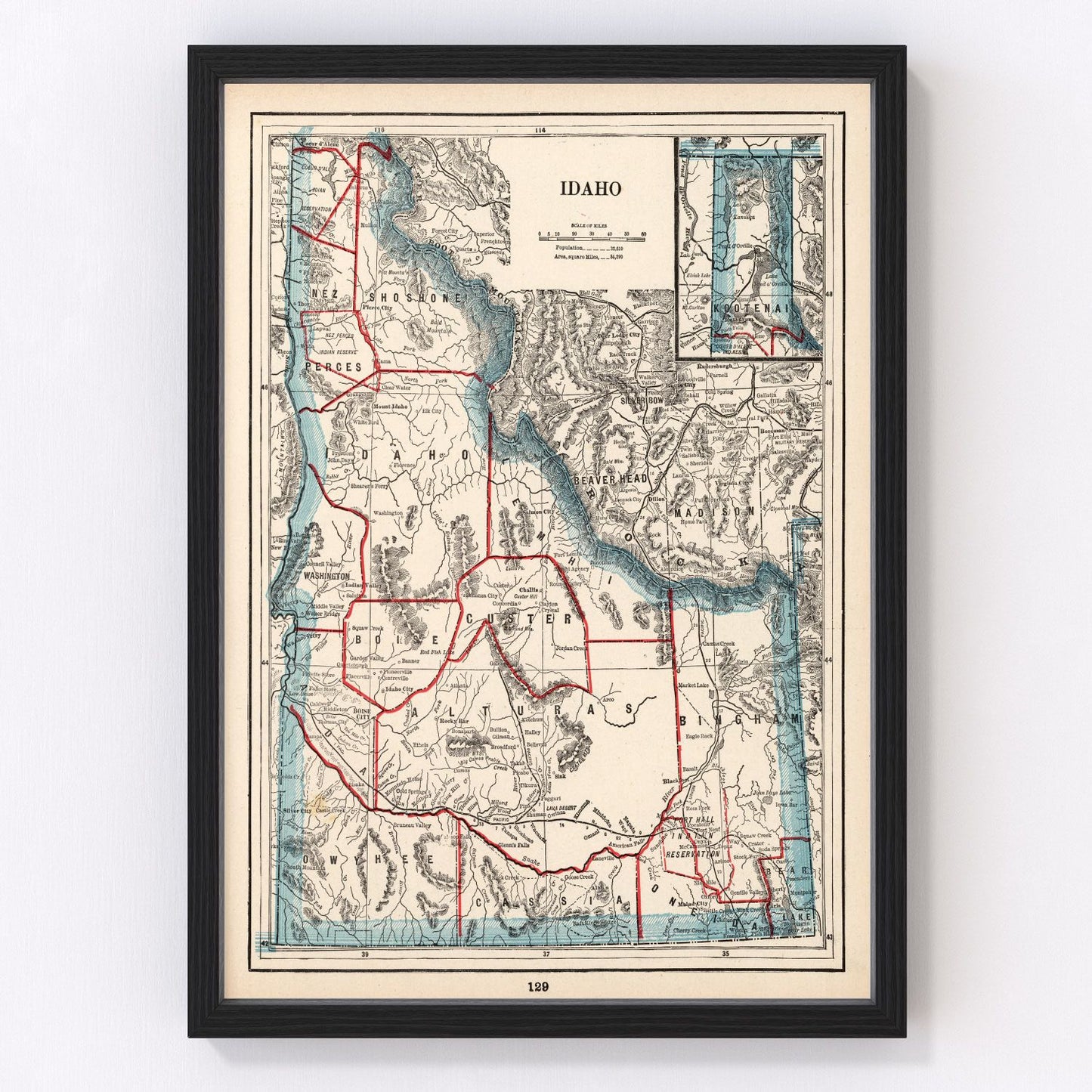 Vintage map of Idaho, 1893