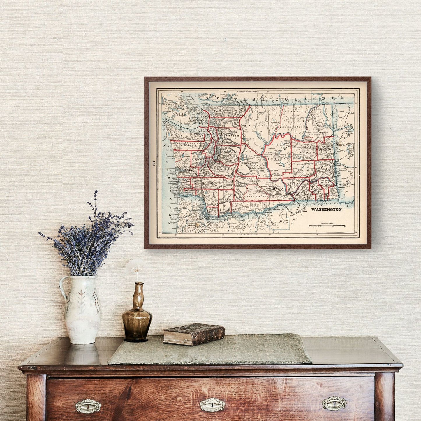 Vintage Map of Washington State, 1893