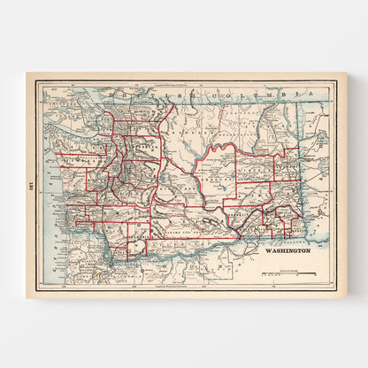 Vintage Map of Washington State, 1893