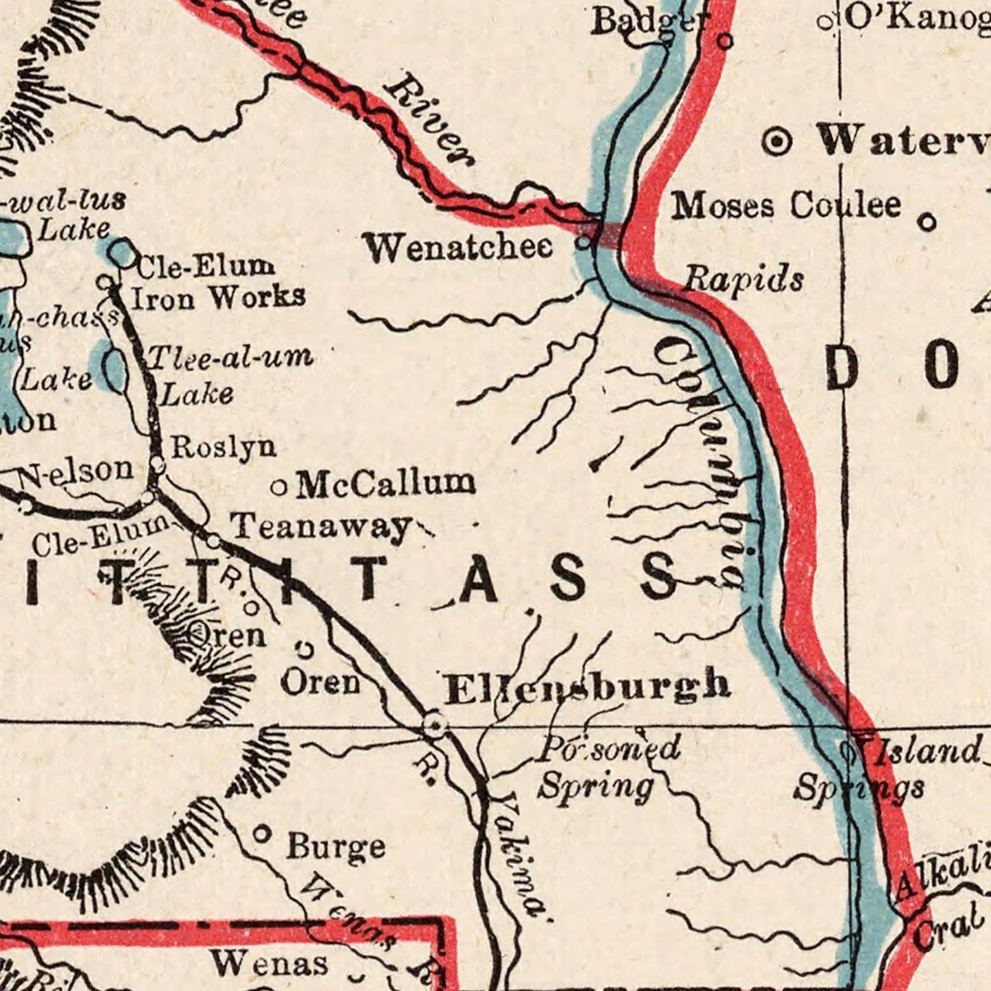 Vintage Map of Washington State, 1893