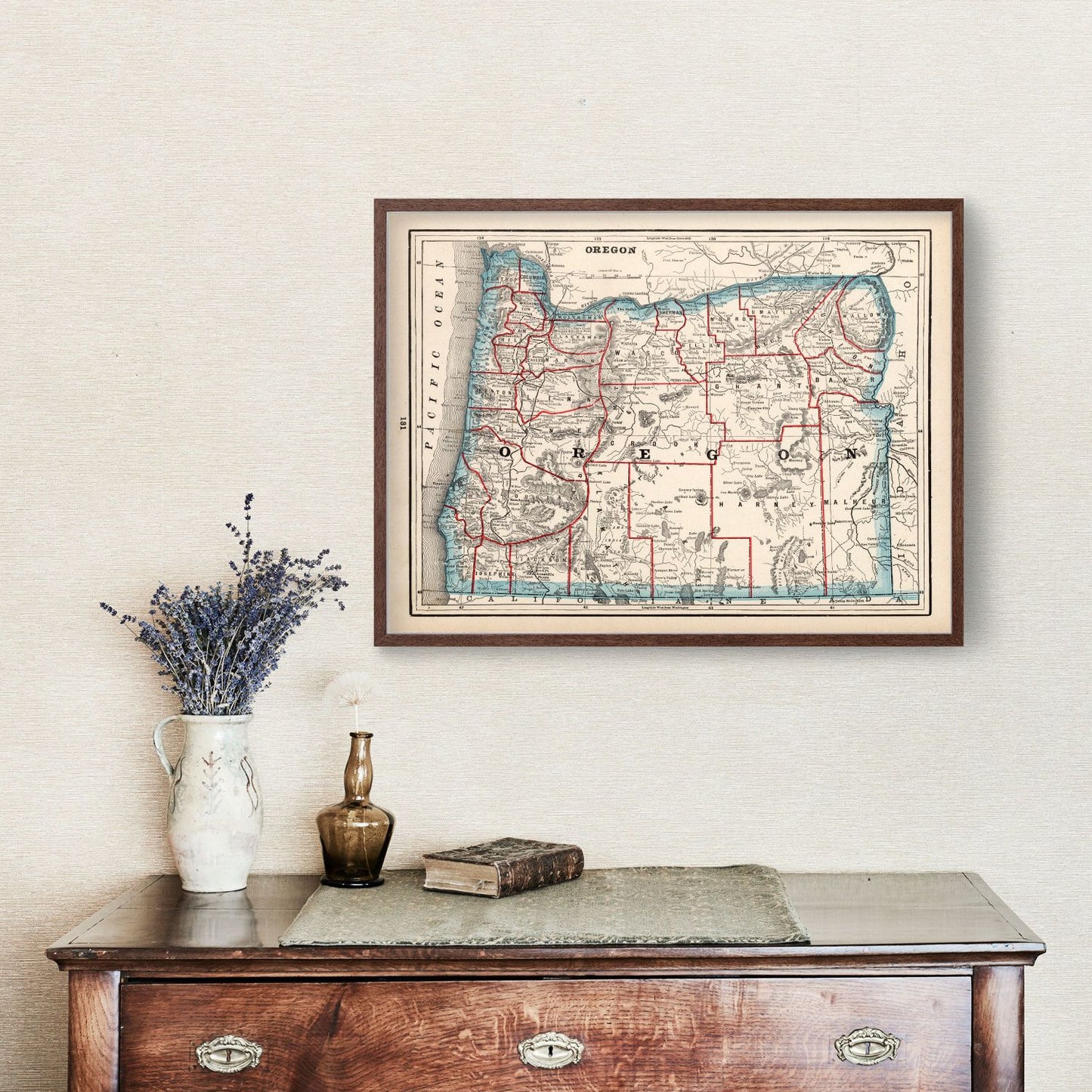 Vintage Map of Oregon, 1893
