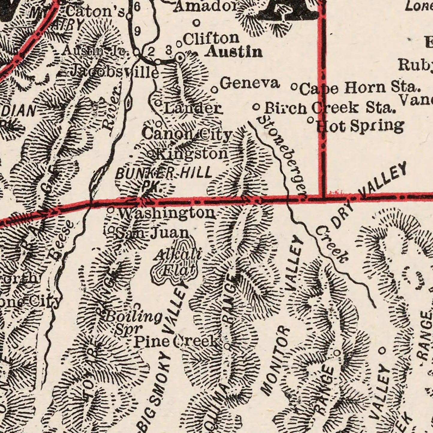 Vintage Map of Nevada, 1893