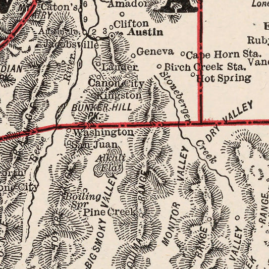 Vintage Map of Nevada, 1893