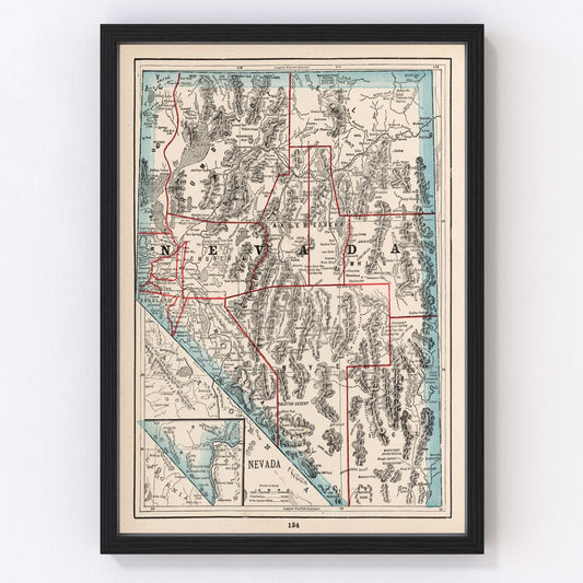 Vintage map of Nevada, 1893