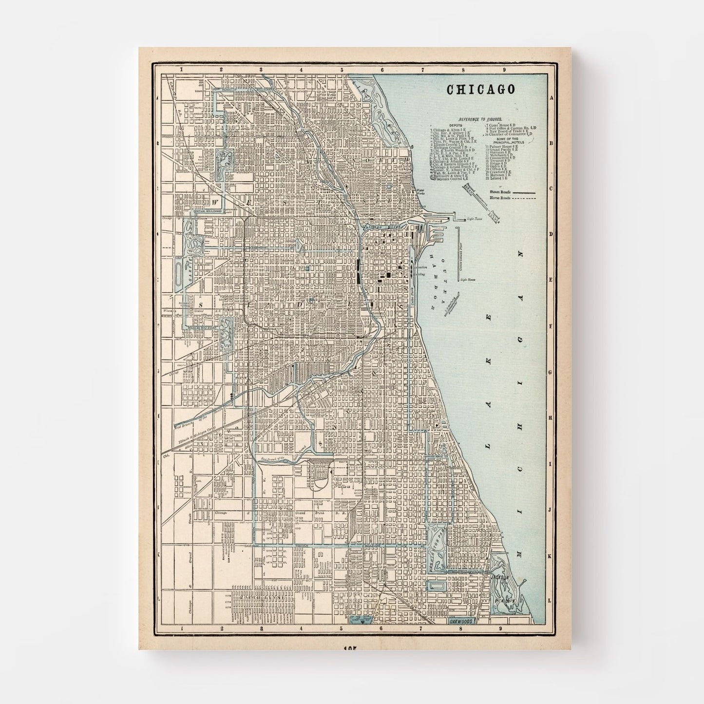 Vintage Map of Chicago, Illinois, 1893