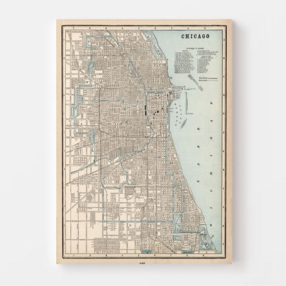 Vintage Map of Chicago, Illinois, 1893