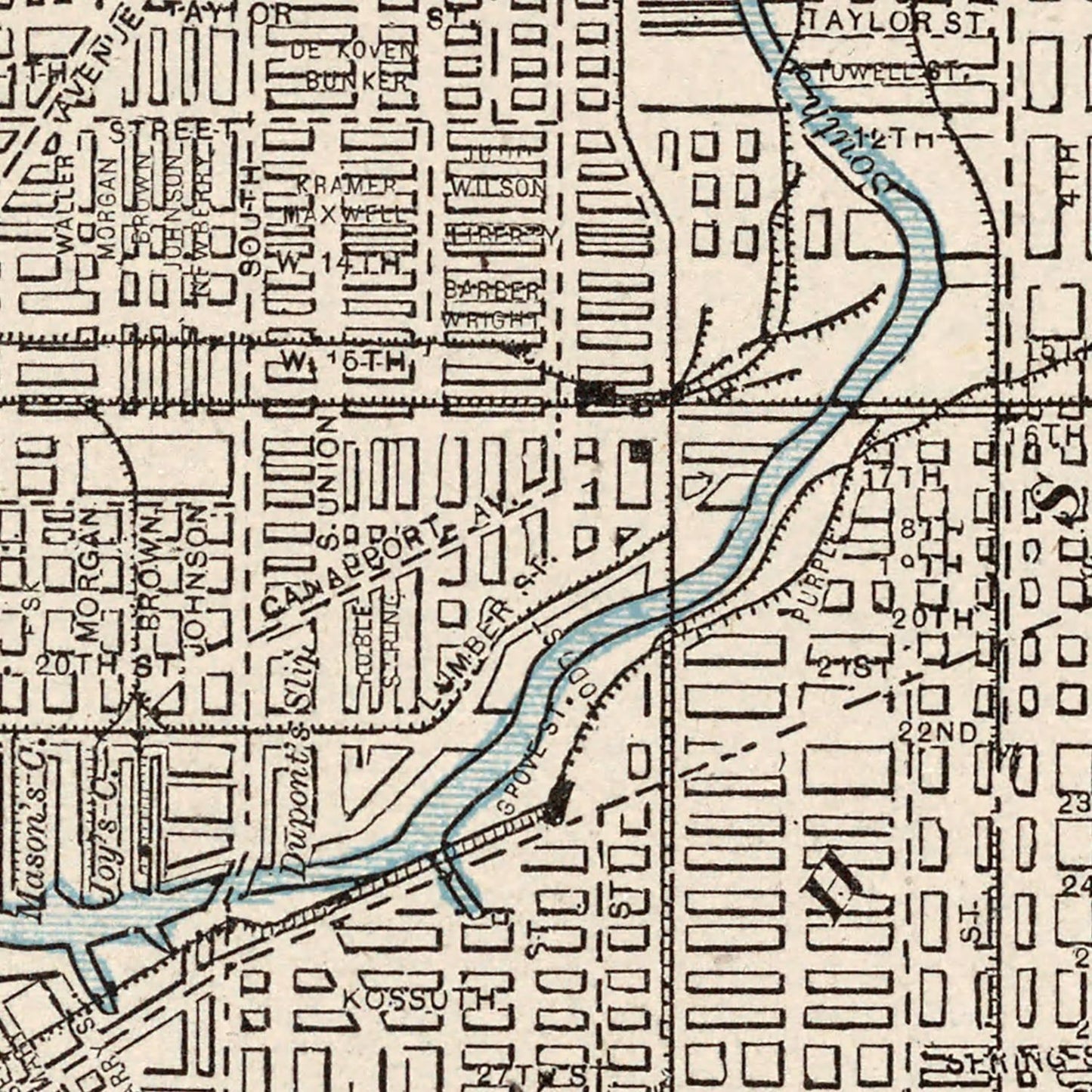 Vintage Map of Chicago, Illinois, 1893