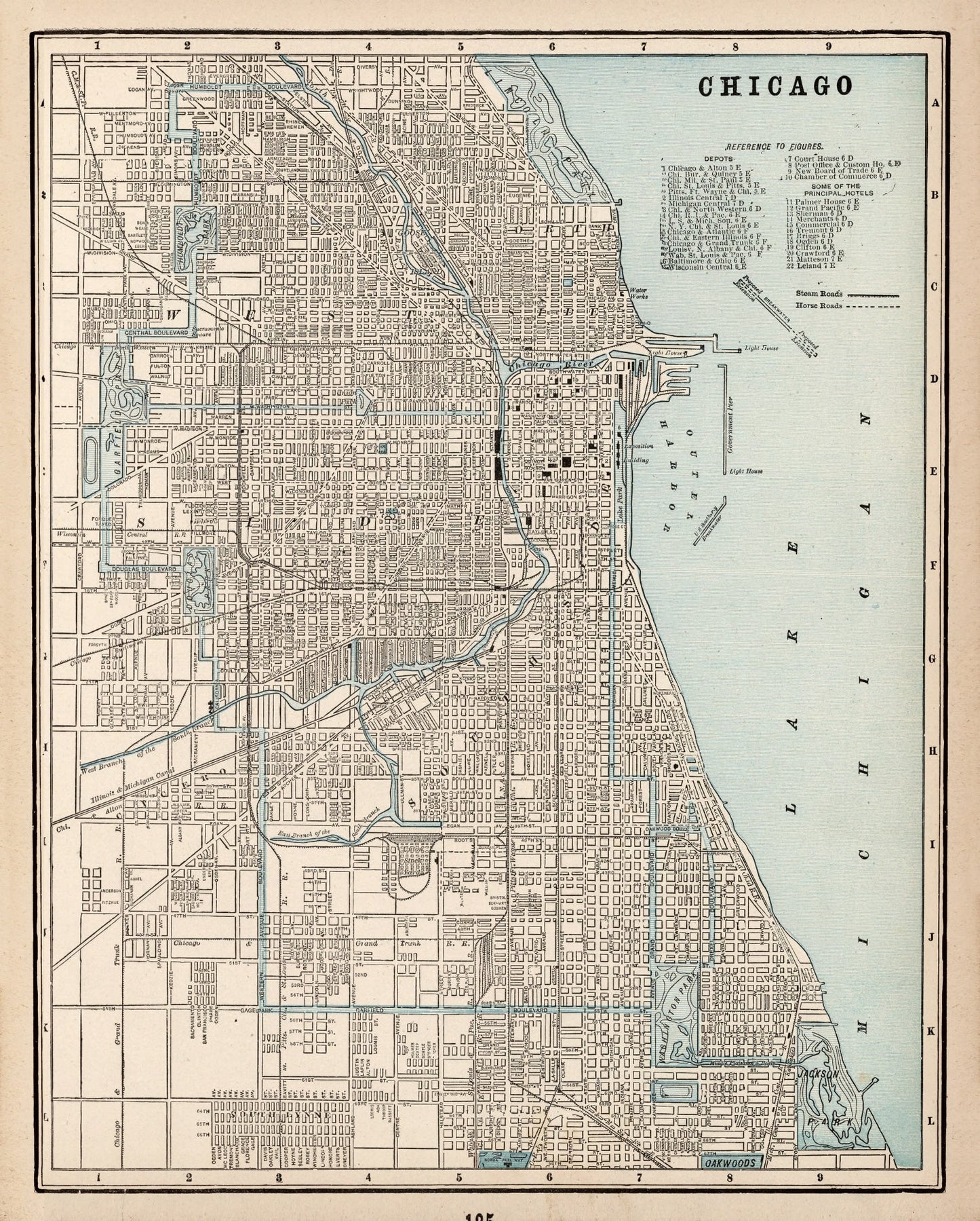Vintage Map of Chicago, Illinois, 1893