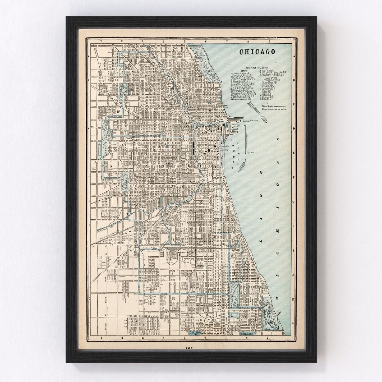 Vintage map of Chicago, Illinois, 1893 - digitally restored wall art print