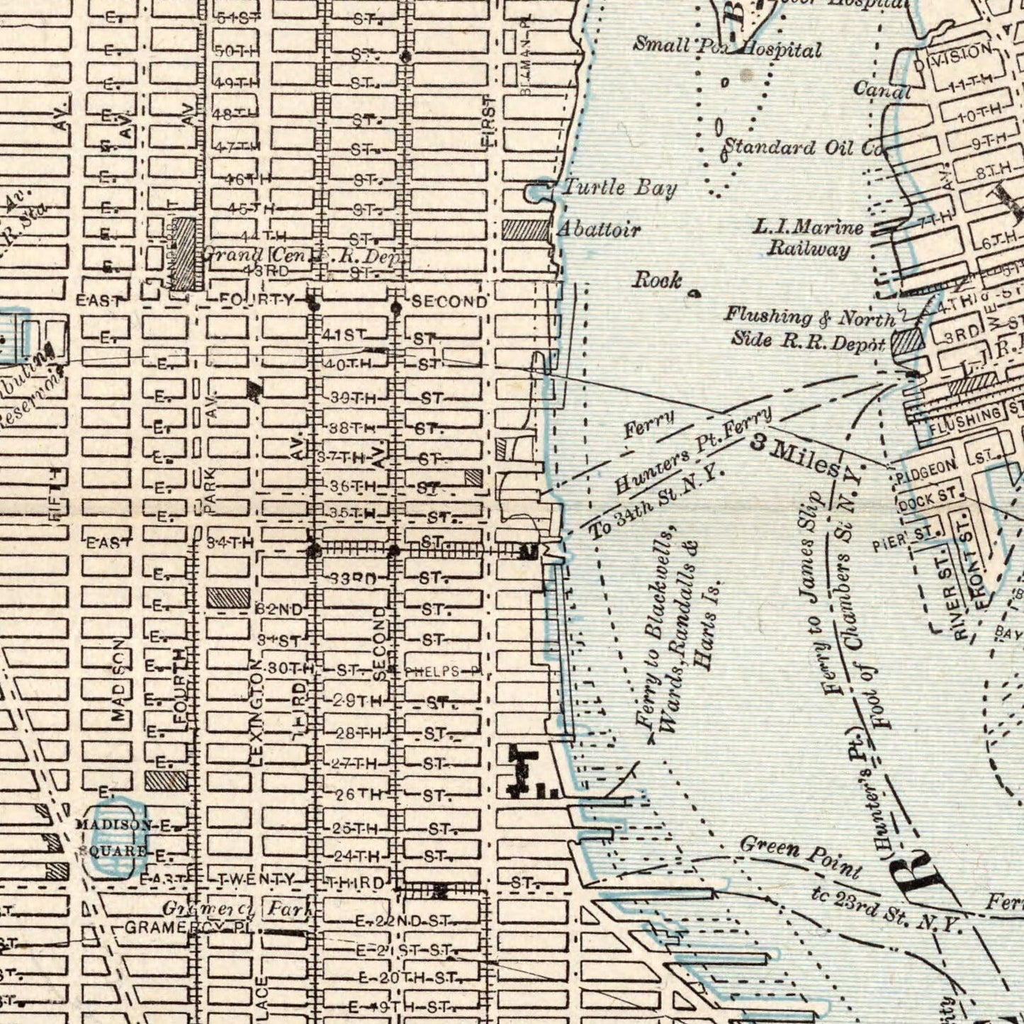 Vintage Map of New York City, New York, 1893