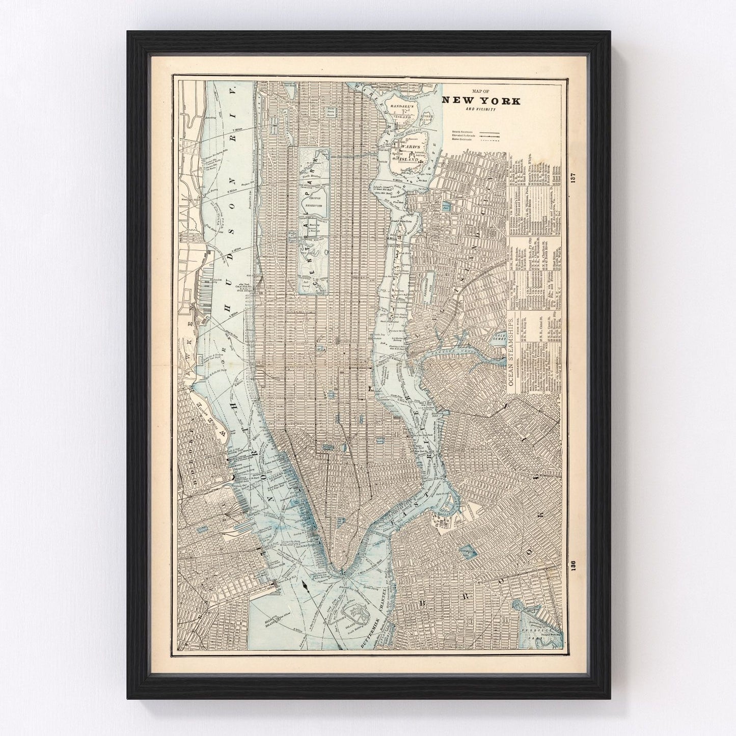 Vintage map of New York City, Kings County, New York, 1893